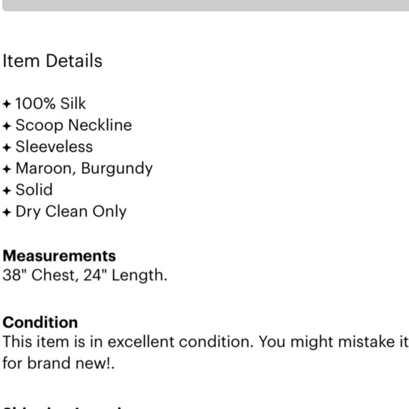 Vintage argenti 100% silk red sleeveless tank top women’s medium - Picture 3 of 4